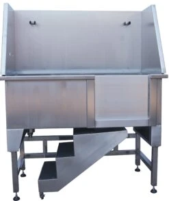 Aeolus Deluxe Stainless Steel Grooming Bathtub With Stairs