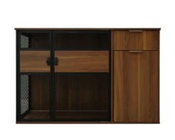 Lucky Kennels Clover Console Crate Stylish Pet Furniture With Sleek Black Metal Gate, Enhances Airflow And Visibility, Elegant Upgrade For Living Spaces -Andisies Zone Clover WlntFront