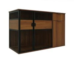 Lucky Kennels Clover Console Crate Stylish Pet Furniture With Sleek Black Metal Gate, Enhances Airflow And Visibility, Elegant Upgrade For Living Spaces -Andisies Zone Clover WlntPerspective