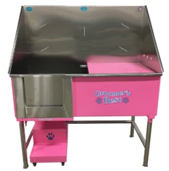 Groomer's Best Stainless Steel Elite Dog Grooming Bath Tub W/ Steps -Andisies Zone GB48EL PinkSt