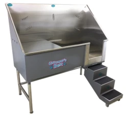 Groomer's Best Stainless Steel Elite Dog Grooming Bath Tub W/ Steps -Andisies Zone GB58EL LHgrey