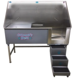 Groomer's Best Stainless Steel Elite Dog Grooming Bath Tub W/ Steps -Andisies Zone GB58EL SOgrey
