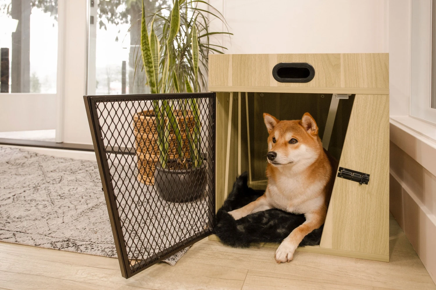 Lucky Kennels Penny Pet Crate, Modern Dog Crate, Designer Cat Crate, Geometric Wooden Pet Crate, Cozy Pet House With Side Table, Storage Compartment For Leashes, Treats, Beds 7 Lucky Kennels Penny Pet Crate, Modern Dog Crate, Designer Cat Crate, Geometric Wooden Pet Crate, Cozy Pet House With Side Table, Storage Compartment For Leashes, Treats, Beds - Image 5