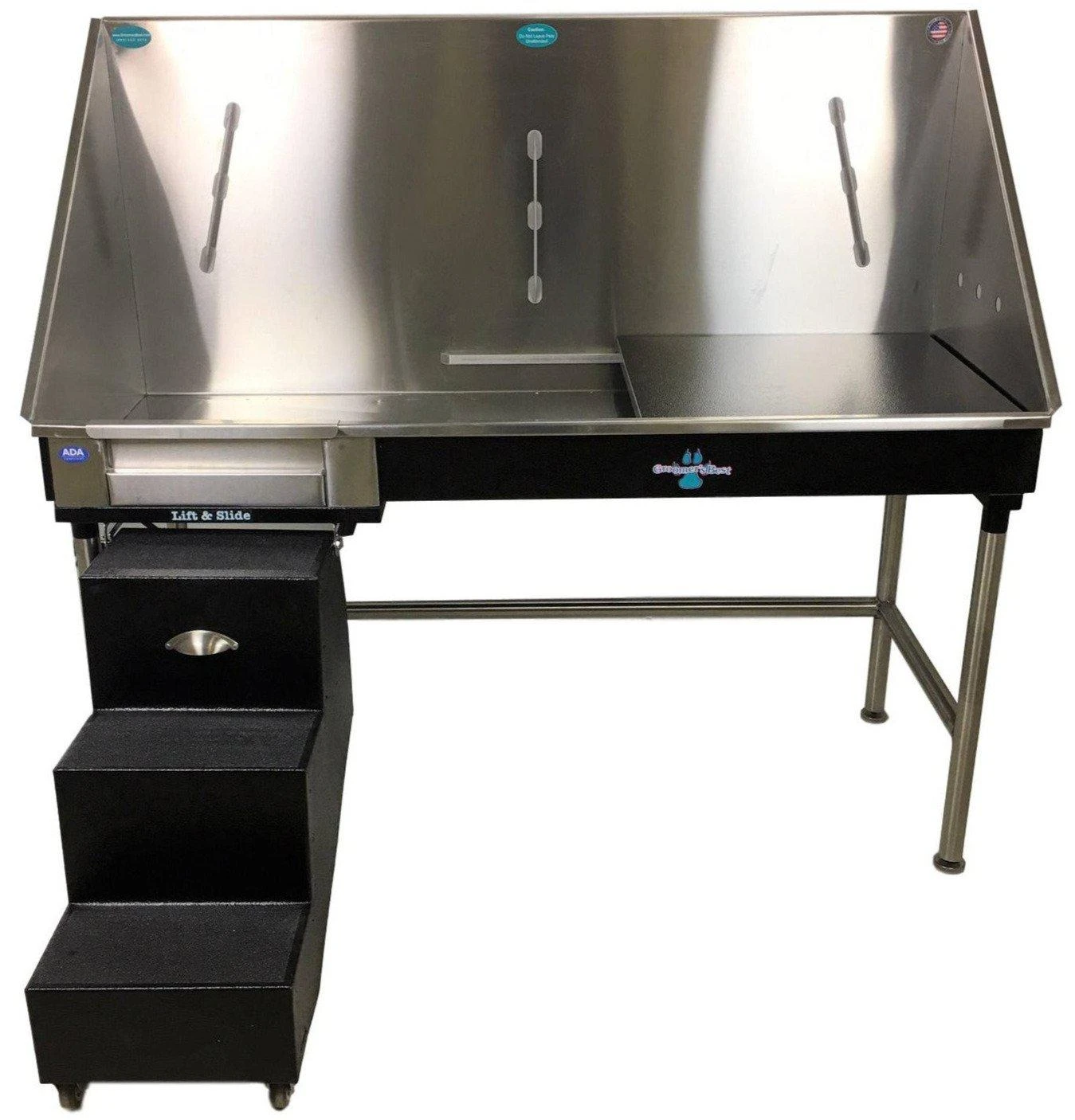 Groomer's Best Stainless Steel ADA Compliant Elite Dog Grooming Bath Tub With Lift & Slide Steps 3 Groomer's Best Stainless Steel ADA Compliant Elite Dog Grooming Bath Tub With Lift & Slide Steps
