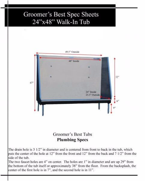 Groomer's Best Stainless Steel Elite Walk-In Dog Grooming Bath Tub 14 Groomer's Best Stainless Steel Elite Walk-In Dog Grooming Bath Tub - Image 12