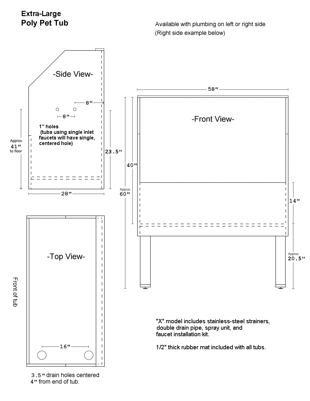 Poly Pet Tubs Professional Dog Grooming Tub With Ramp 58" 10 Poly Pet Tubs Professional Dog Grooming Tub With Ramp 58" - Image 8