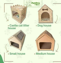 B Pet Eco-Friendly Cardboard Dog House W/Plush Bed! Indoor, Modern Crate Alt., Sustainable Shelter. Small/Med Dogs. Easy Assembly -Andisies Zone image 1becbd24 cc9d 443a 8a83 6ac028c8d4ce