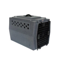 Ruff Land Kennel Single Front Door Dog Crate -Andisies Zone mid gray angle
